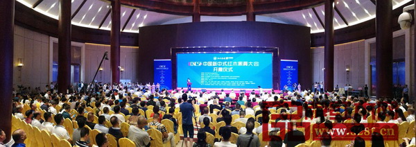 “首届中国新中式红木家具大会”8月9日在中国（大涌）红木文化博览城6层高峰论坛中心盛大开幕，现场人气十分火爆